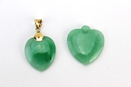 Two Jadeite Heart Shape Pendants