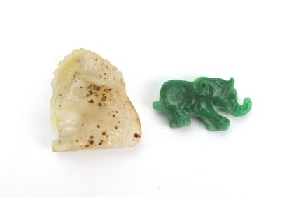 Agate Carving & Jadeite Elephant Pendant