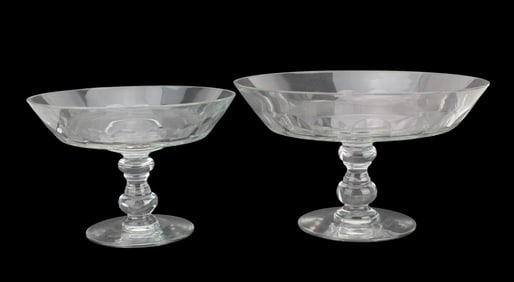 Pair of Clear Glass High Foot Bowls
