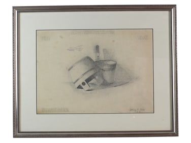 1917 Hungarian Pencil Still Life Drawing
