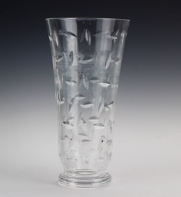 Tiffany & Co. Etched Leaf Crystal Vase