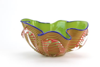 Colorful Studio Art Glass Bowl by Updike