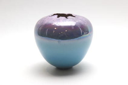 Iridescent Studio Art Bowl with Organic Rim