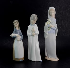 Three Lladro/NAO Porcelain Girl Figurines