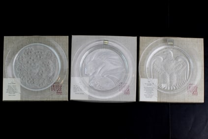 Three Lalique Paris Crystal Plates (1974–1976)