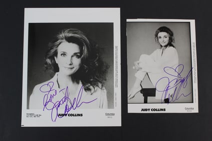 Two Signed Judy Collins Columbia Promo Photos