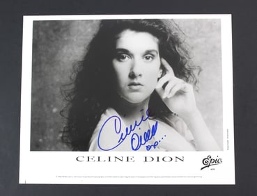 Celine Dion Signed Black-and-White Promo Photo