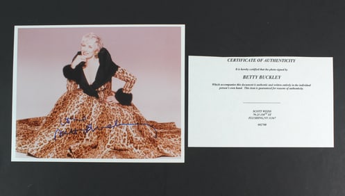Betty Buckley Signed Photo in Leopard Coat