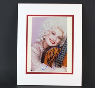 Signed Color Photo of Dolly Parton with Guitar