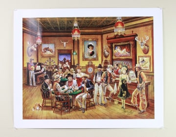 Lee Dubin, Western Saloon, Signed Lithograph