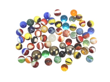 Sixty-one Assorted Marble And Metal Beads