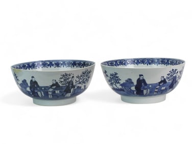 Pair of Chinese B/W Porcelain Punch Bowls