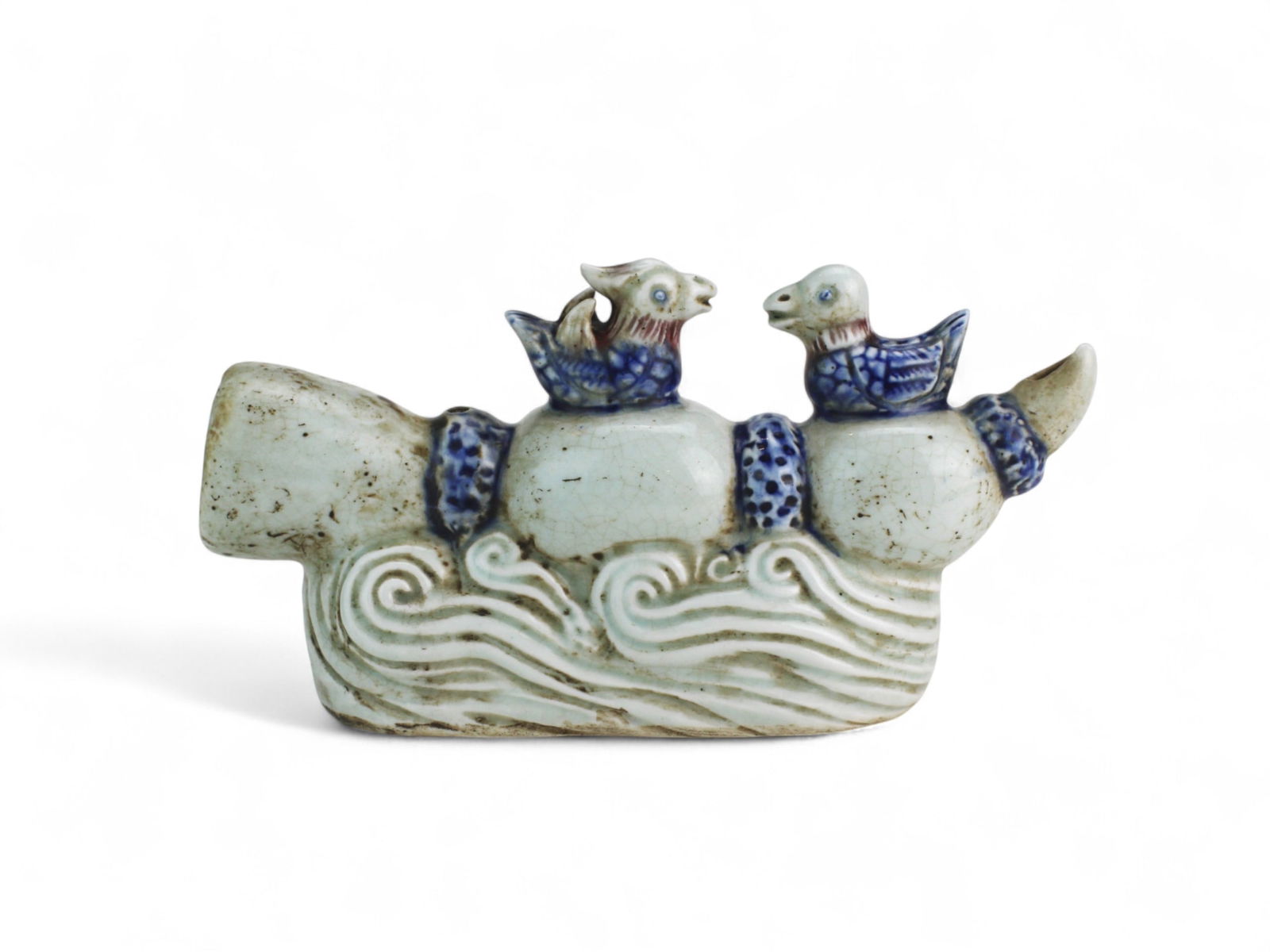 Porcelain Bird-Form Vessel with Wave Base (1 of 8)