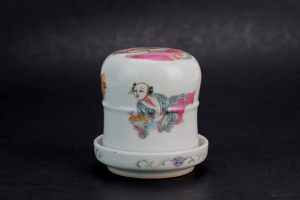 Famille Rose Porcelain Covered Cup with Children