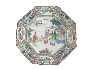 Asian Famille Rose Octagonal Charger