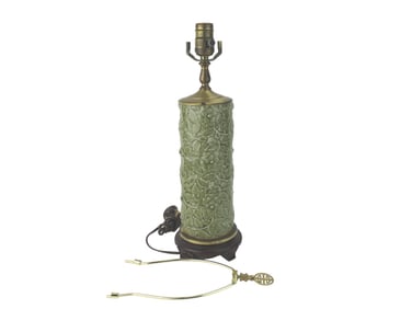 Chinese Cylindrical Celadon Vase Lamp