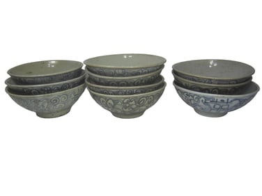 Group of Ten Chinese Blue and White Bowls