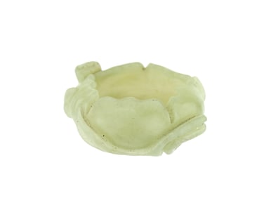 Chinese Carved White Jade Water Tray in Lotus Form