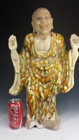 Chinese Sancai Glazed Luohan With Raised Hands