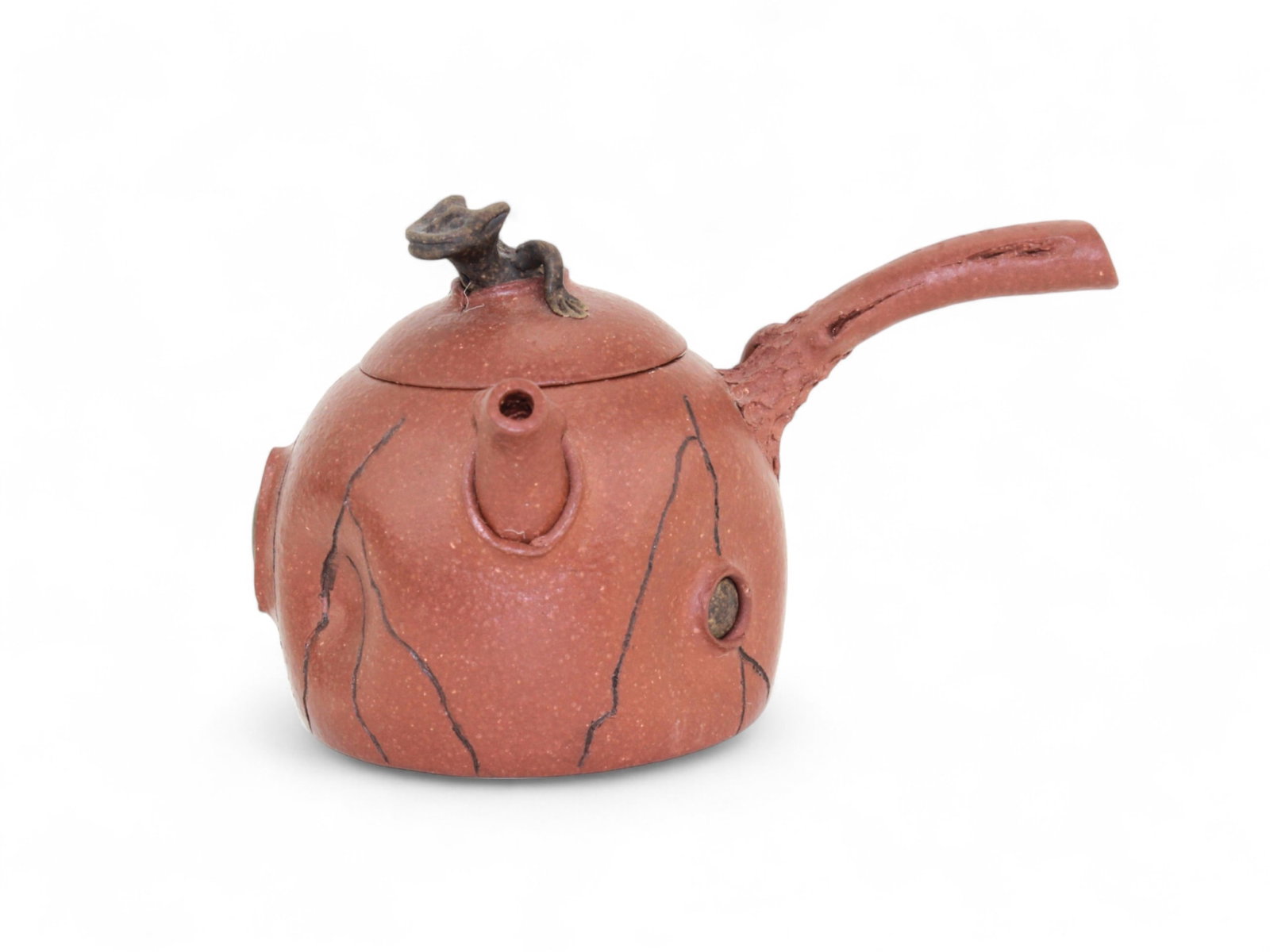 A Chinese Yixing Zisha Teapot - Yin Zhan-Xin: Dimensions: 3 1/2 X 4 X 6 in.. Volume: 230 cc. Signed Yin Zhan-Xin.