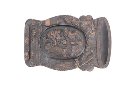 Carved Stone Ink Box with Dragon & Phoenix