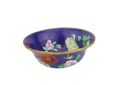 A Cloisonné Bowl with Peonies and Birds
