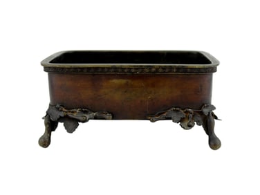 Bronze Rectangle Hibachi with Gourd and Vine Motif