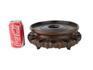 Carved Round Wood Display Stand