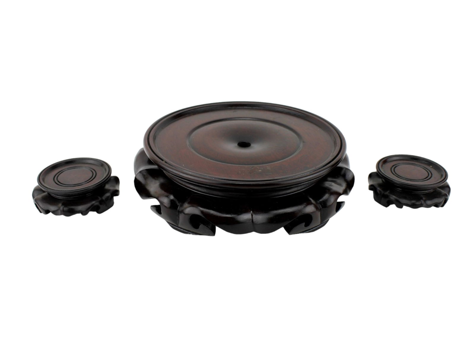 THREE CHINESE CARVED WOOD STANDS (1 of 9)