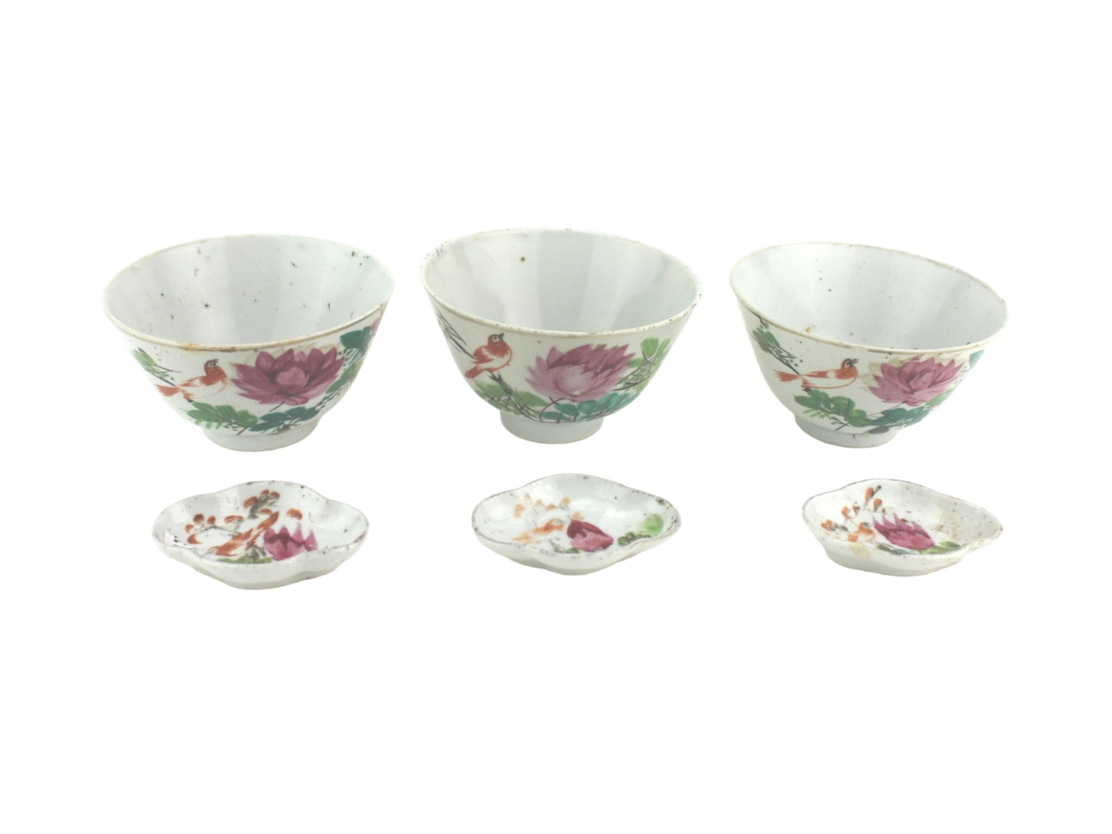 Six Famille Rose Bowls & Saucers (1 of 8)