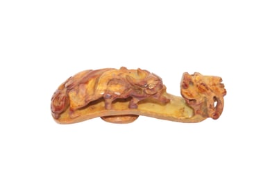 Chinese Carved Jasper Dragon Belt Hook