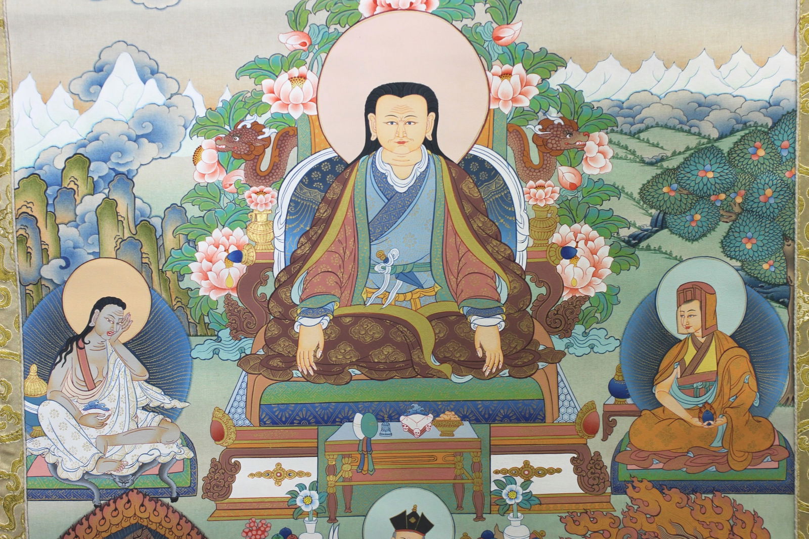 Hand Painted Tibetan Thangka Scroll - 4