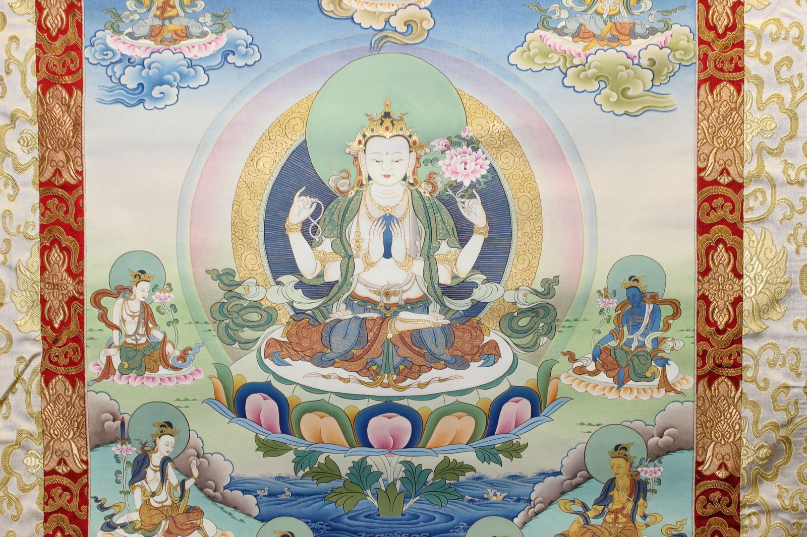 Tibetan Hand-Painted Thangka Scroll - 4