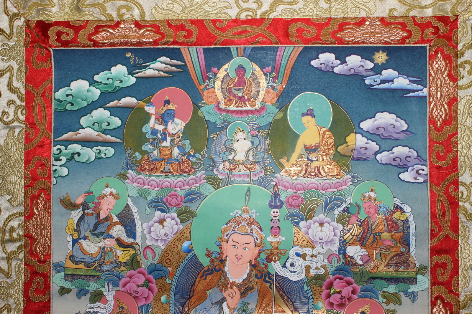 Tibetan Thangka with Multi-Deity Composition - 4