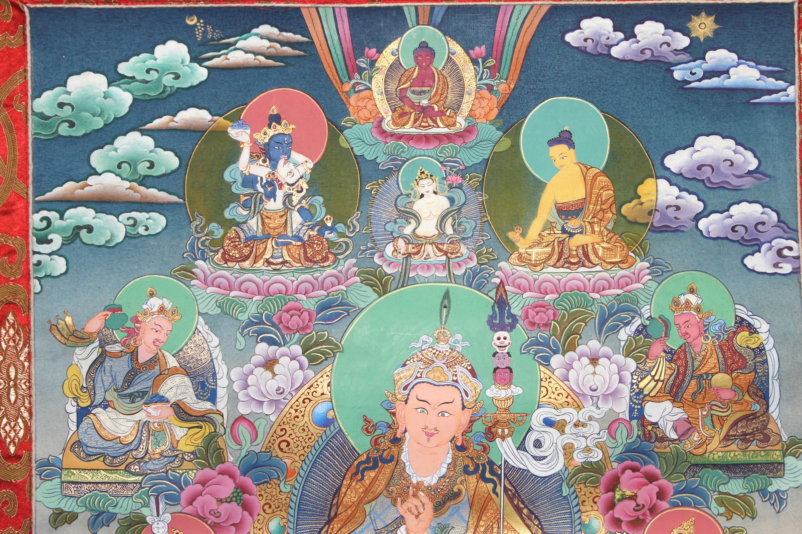 Tibetan Thangka with Multi-Deity Composition - 7