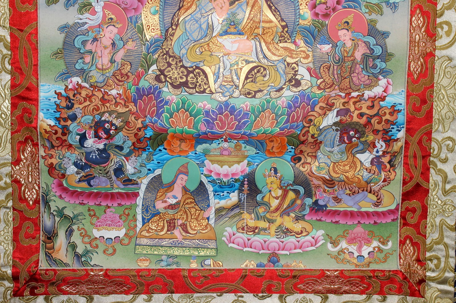Tibetan Thangka with Multi-Deity Composition - 8
