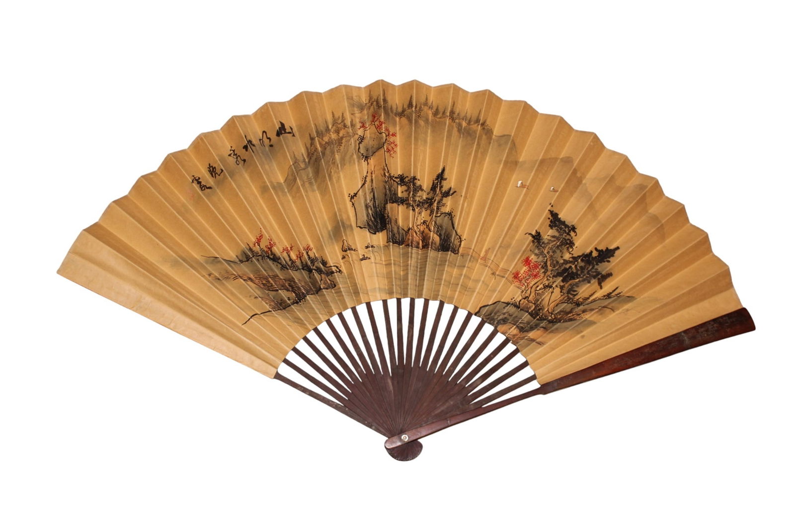 Large Chinese Landscape Painting Folding Fan (1 of 3)