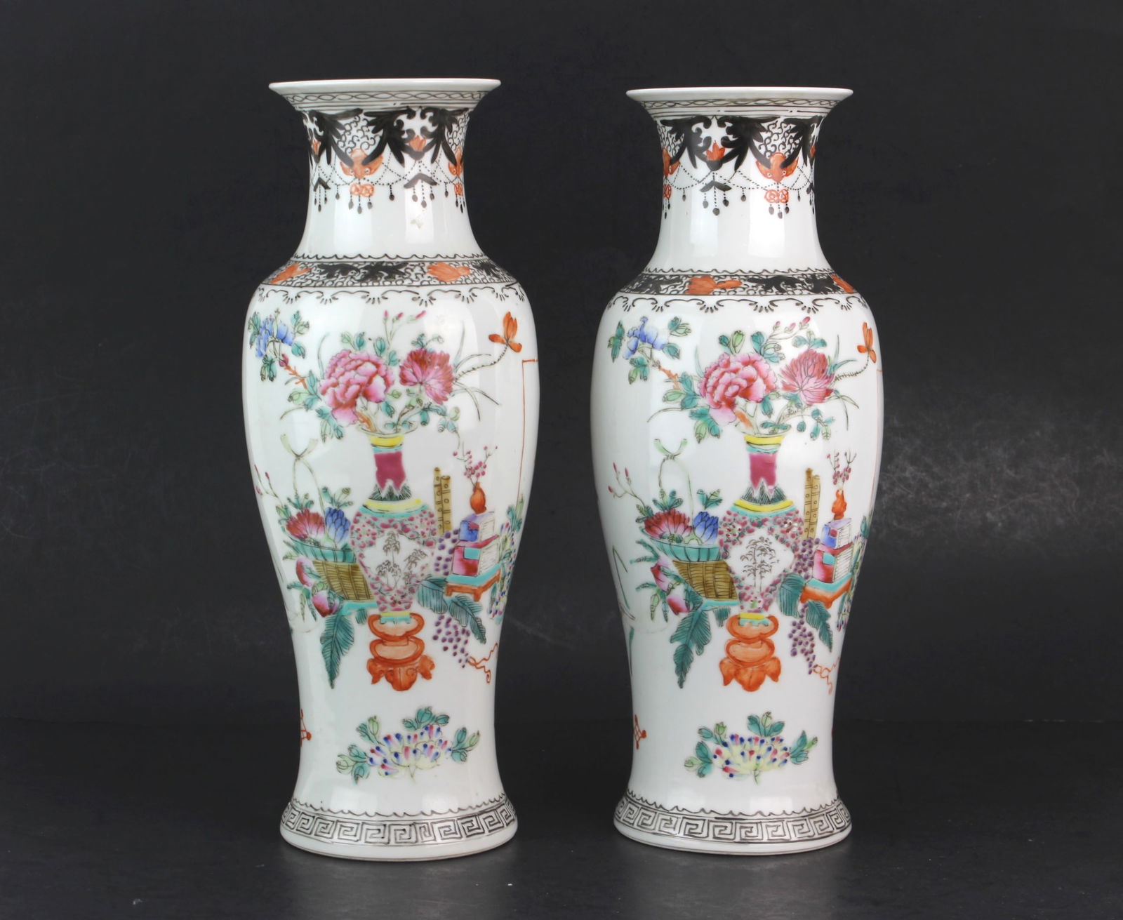 Pair Chinese Famille Rose Porcelain Vases (1 of 13)