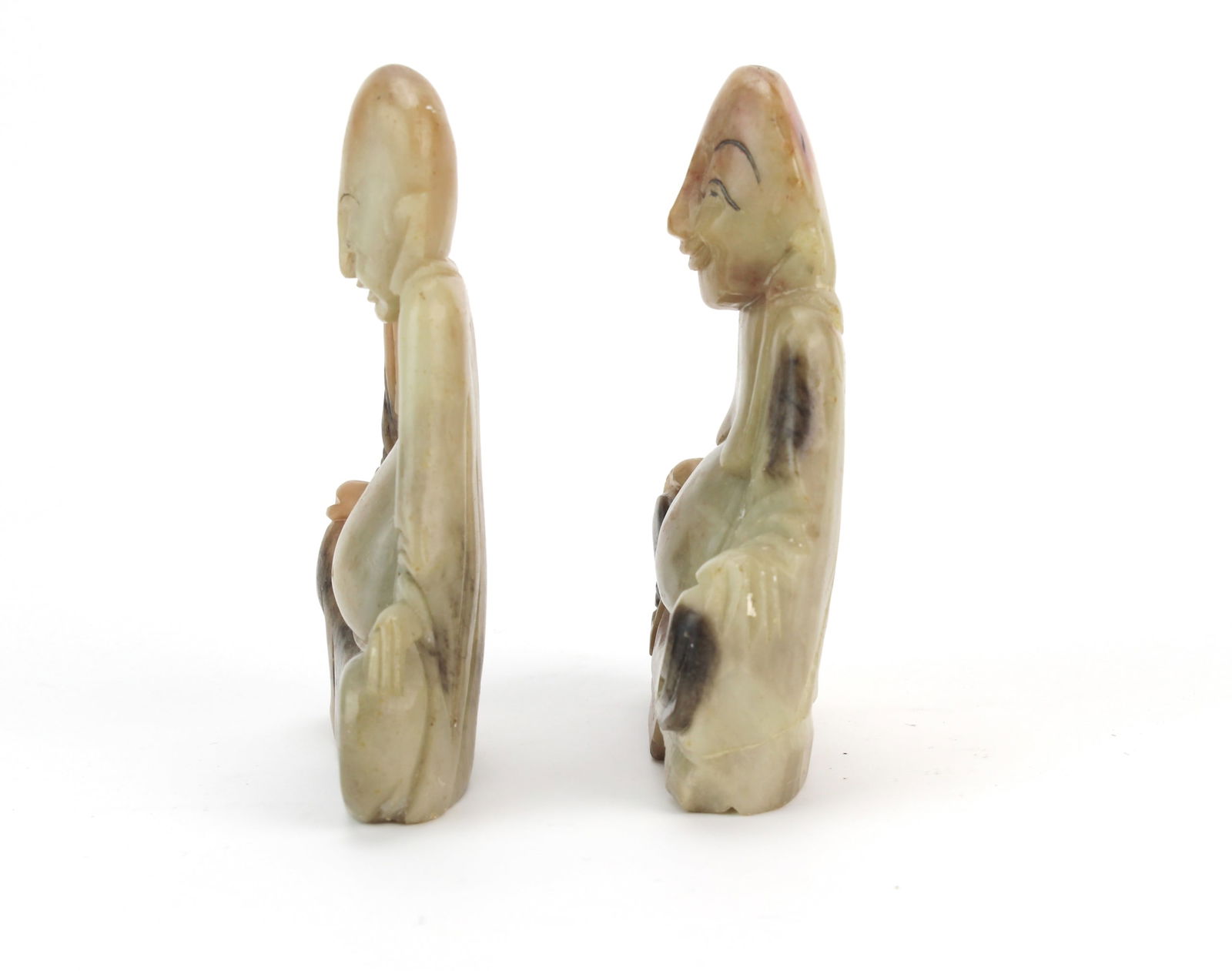 Pair Chinese Soapstone Buddha Figures - 2