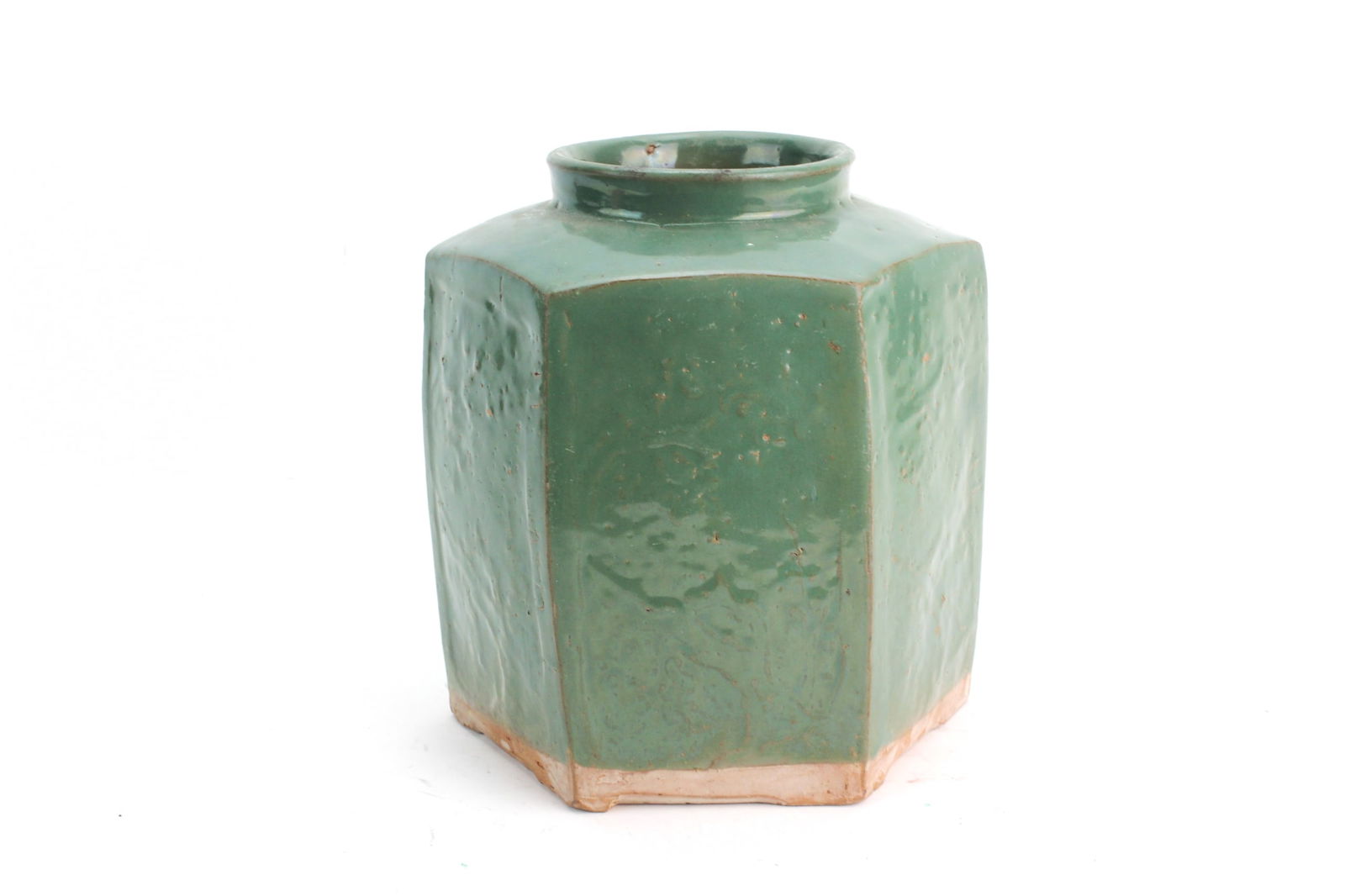 Chinese Green-Glazed Porcelain Hex Jar (1 of 8)