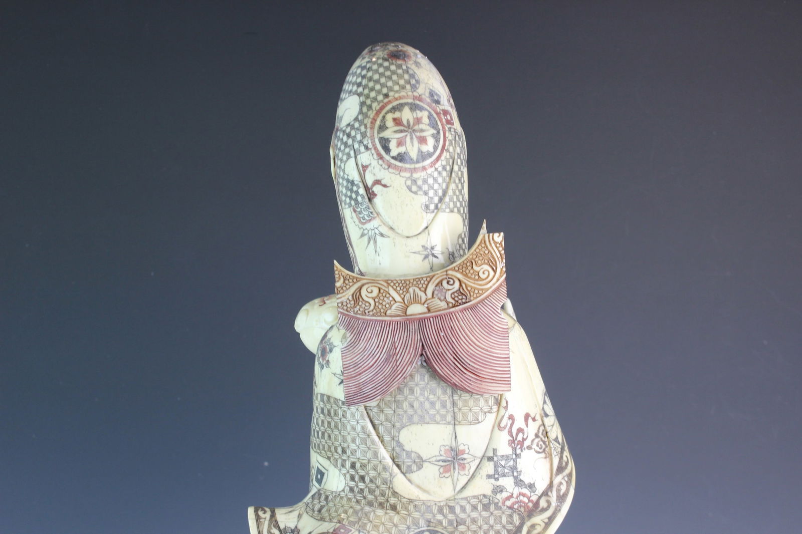 Large Carved Bone Guanyin with Case - 10