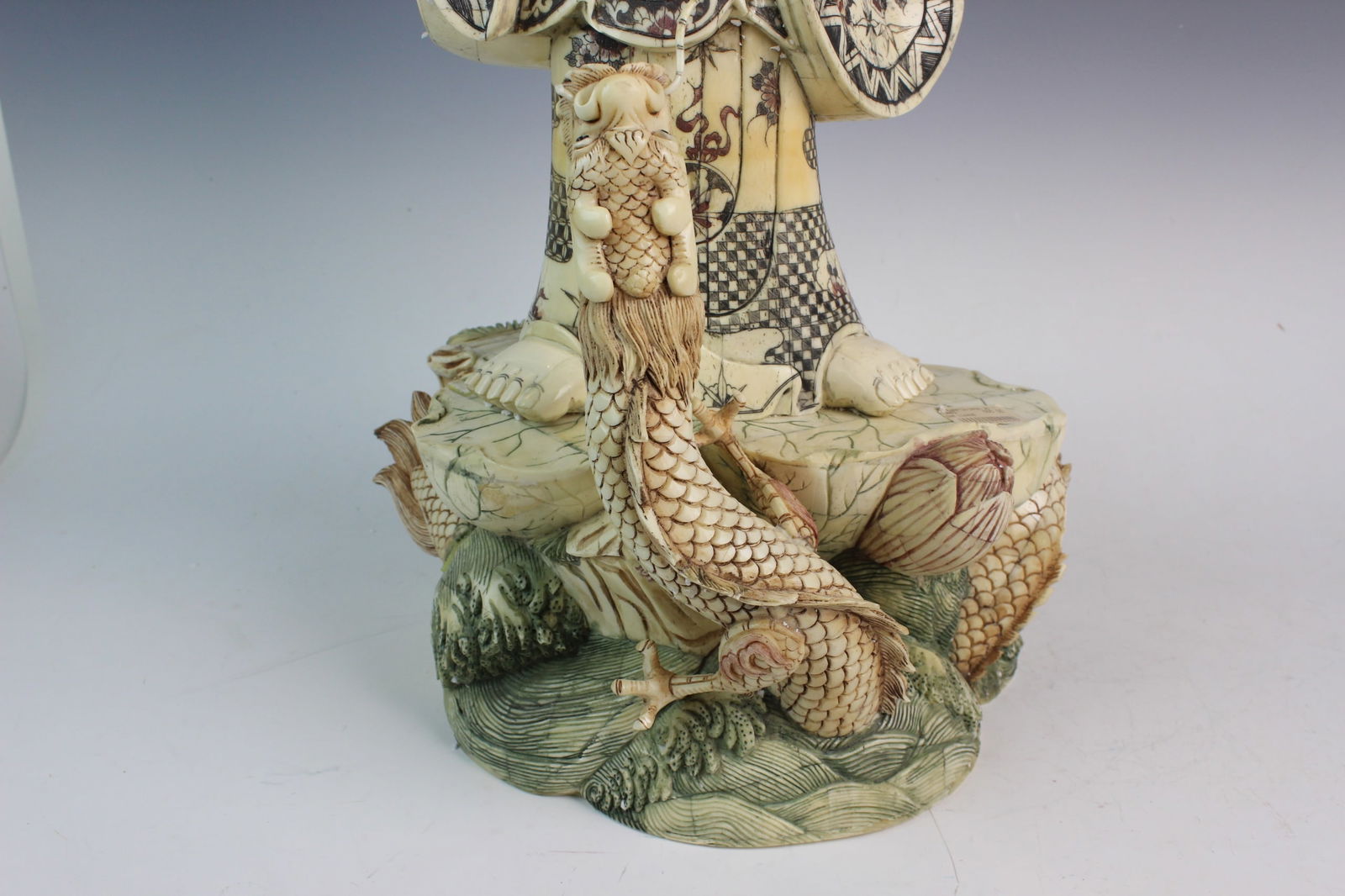 Large Carved Bone Guanyin with Case - 8