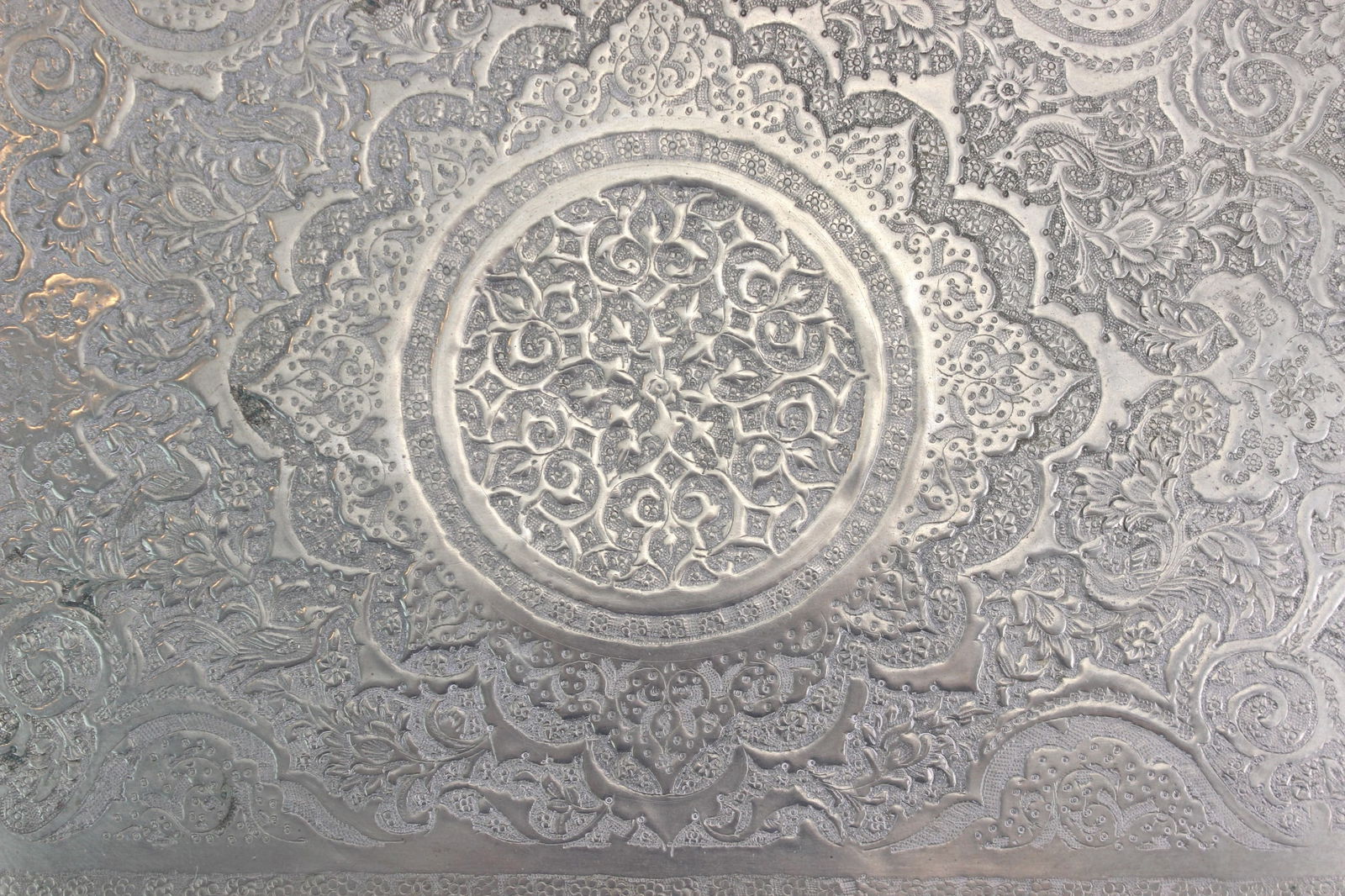 Engraved Persian Silver Plate Rectangular Tray - 4