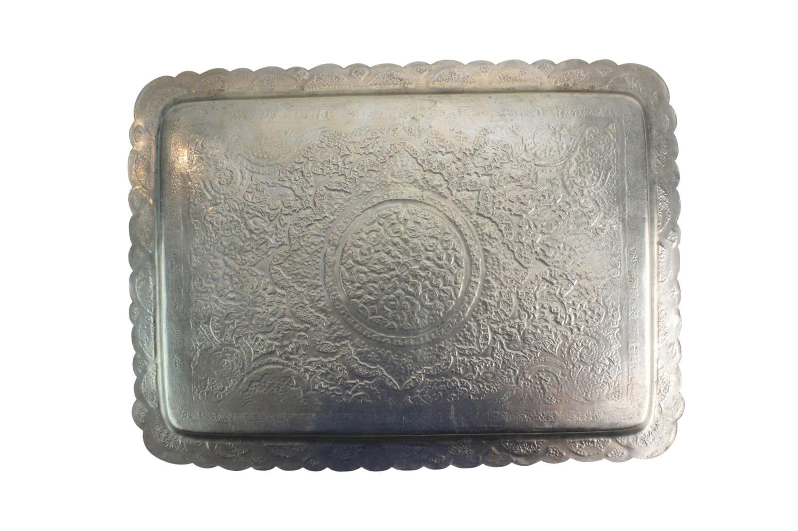Engraved Persian Silver Plate Rectangular Tray - 5