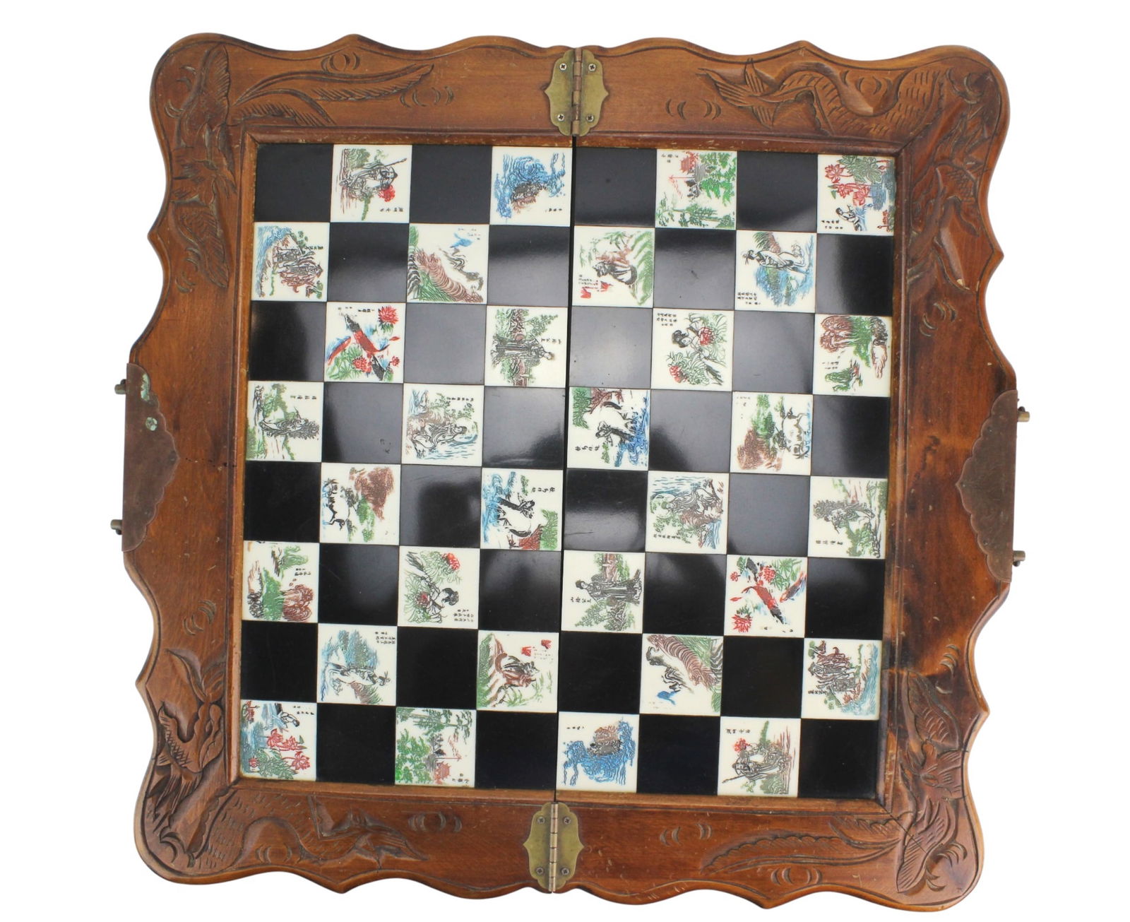 Chinese Ceramic Chessboard in Carved Case (1 of 8)