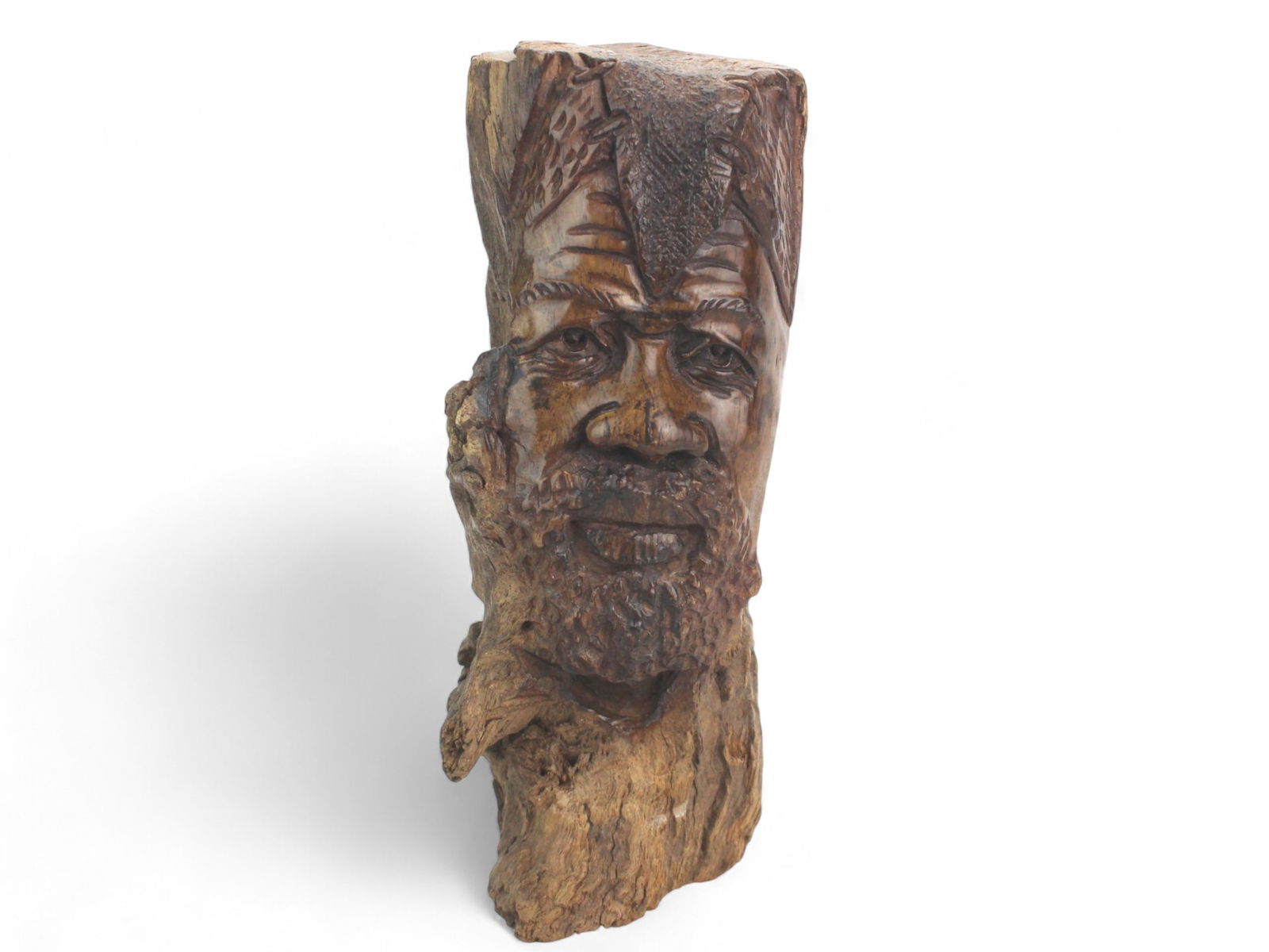 Hand-Carved Wooden Tribal Face Sculpture (1 of 5)