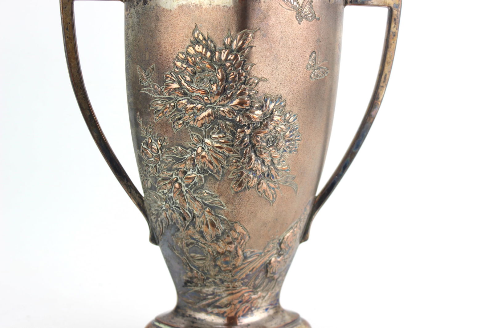 Asian Silver Plate Urn - 4