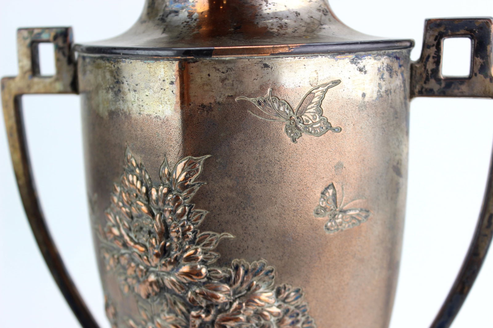 Asian Silver Plate Urn - 8