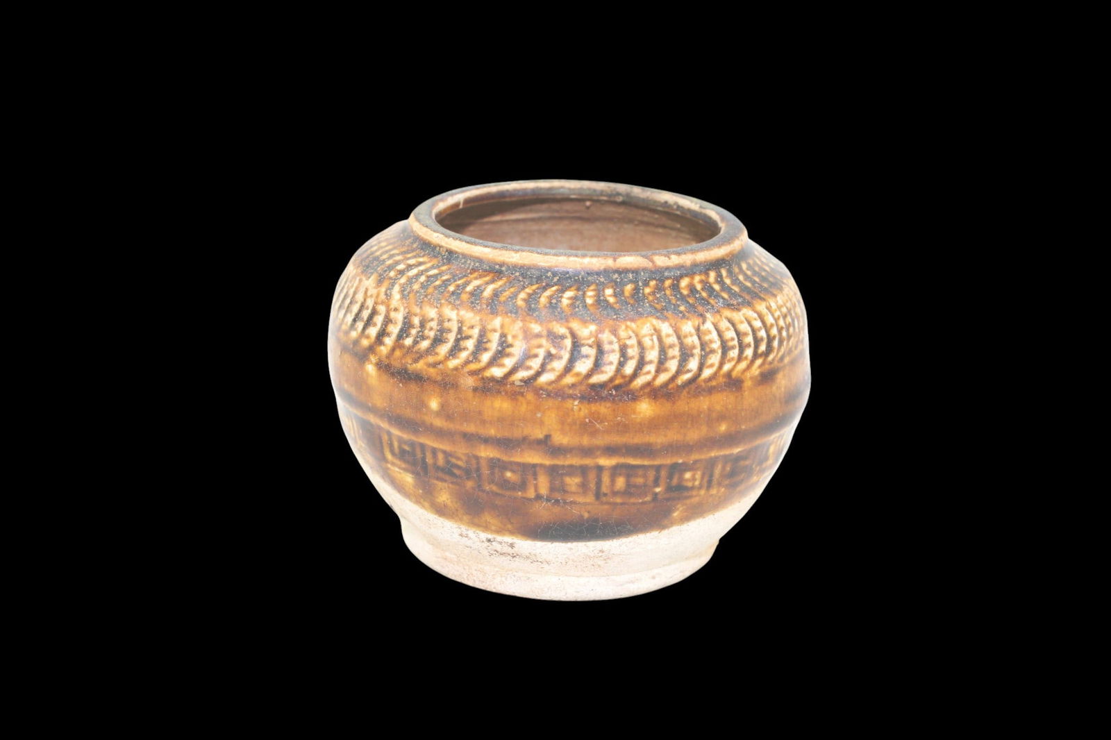 Chinese Brown Glazed Jar with Relief Pattern (1 of 6)