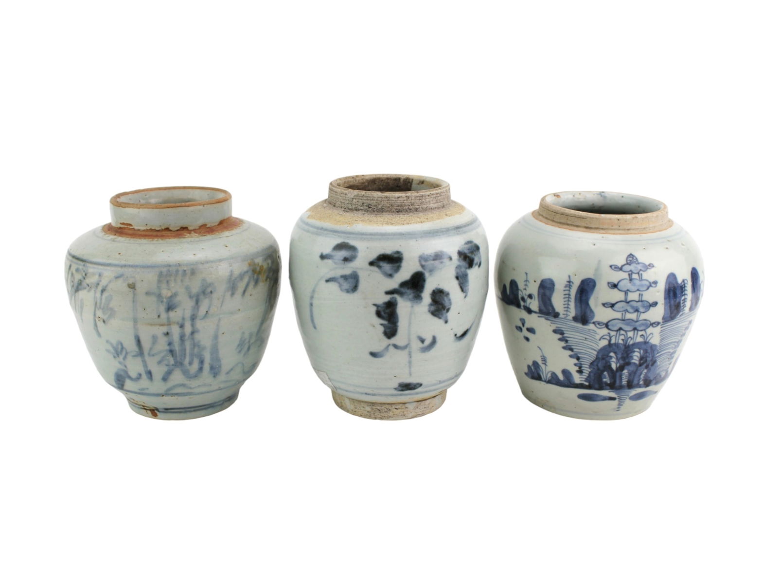 Three Chinese Blue and White Storage Jars (1 of 7)